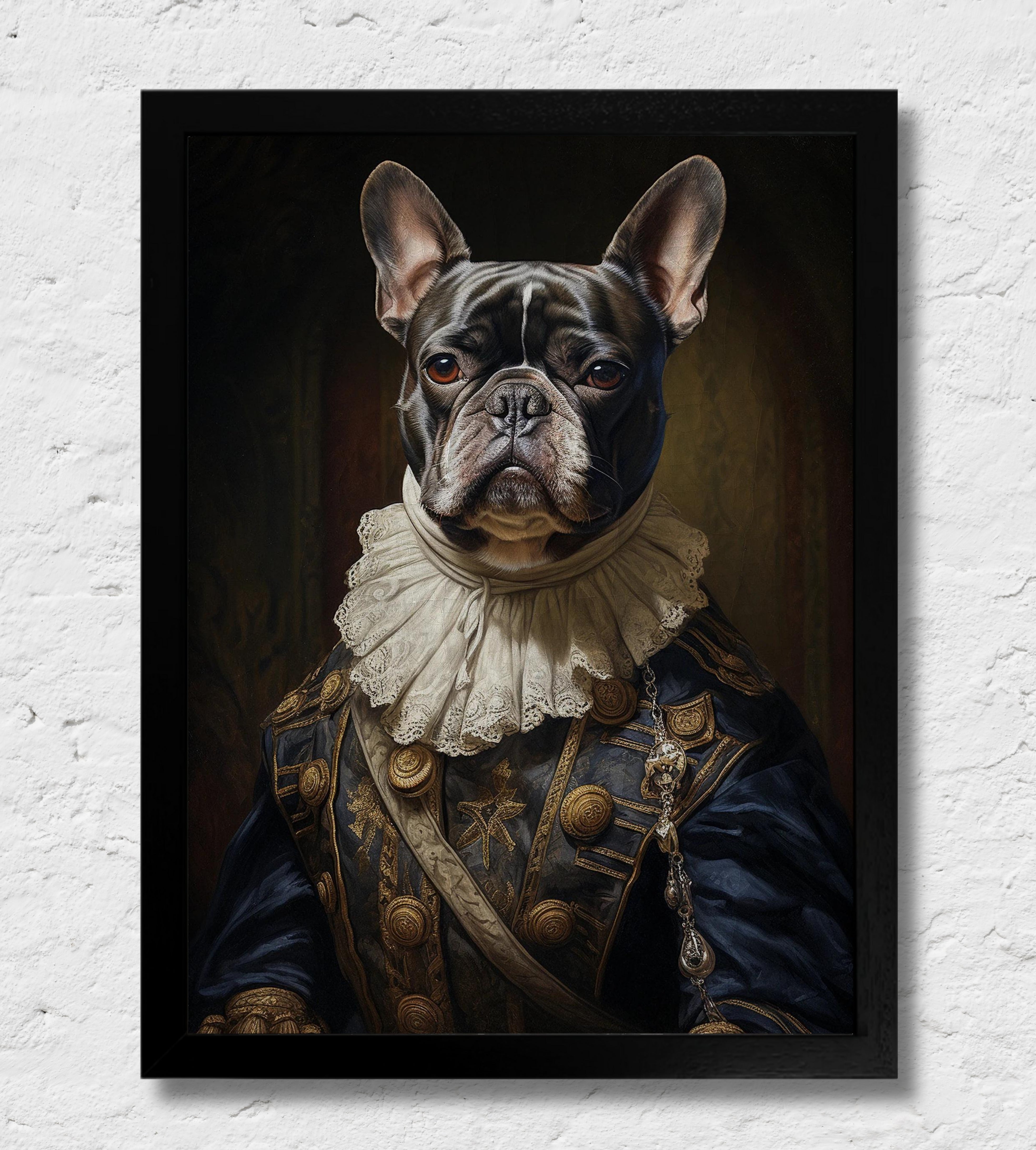 Il Conte - Quadro ritratto personalizzato del tuo animale da compagnia | Regalo perfetto cornice Nera