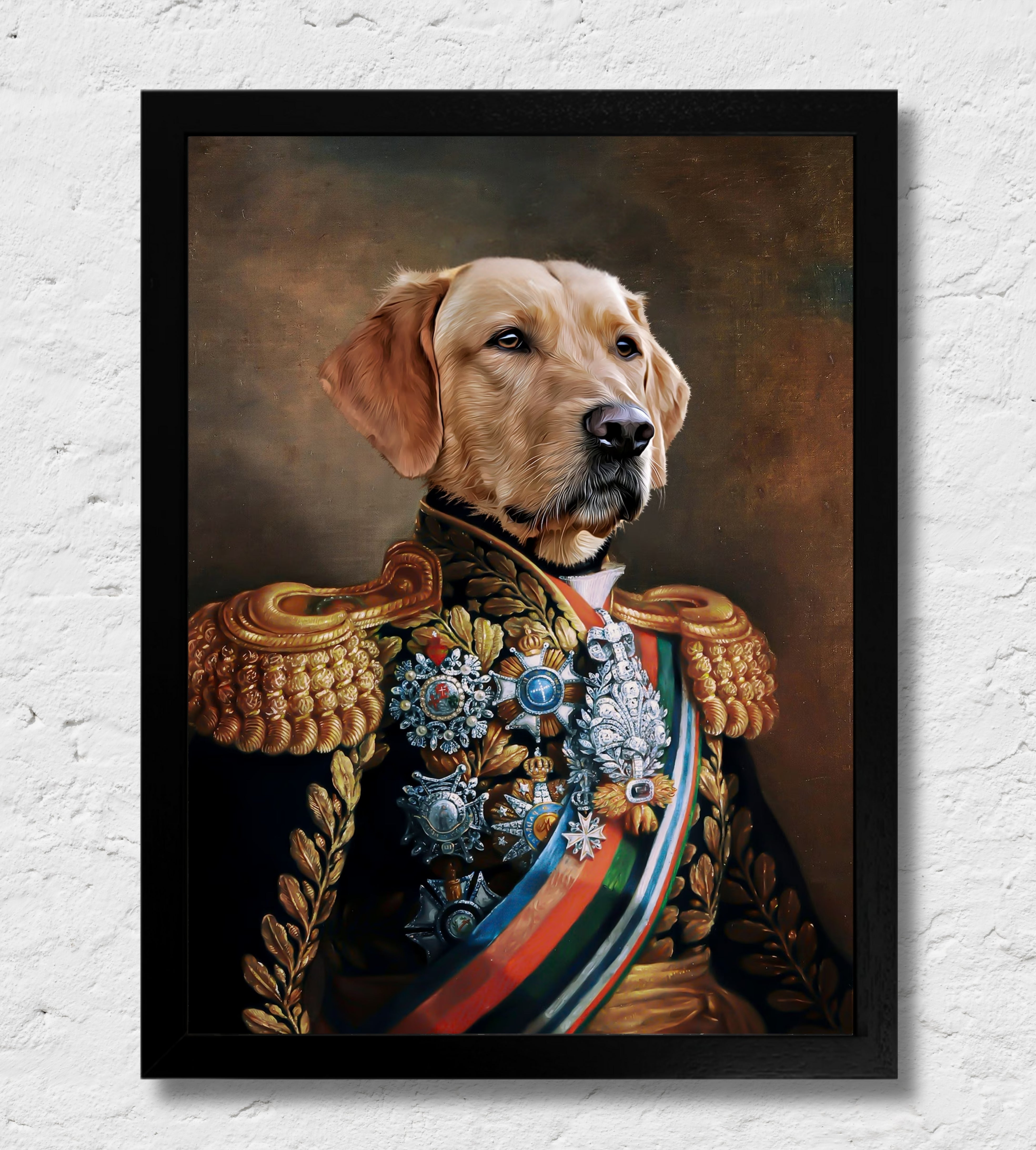 L'Ammiraglio - Quadro ritratto personalizzato del tuo animale da compagnia | Regalo perfetto cornice Nera