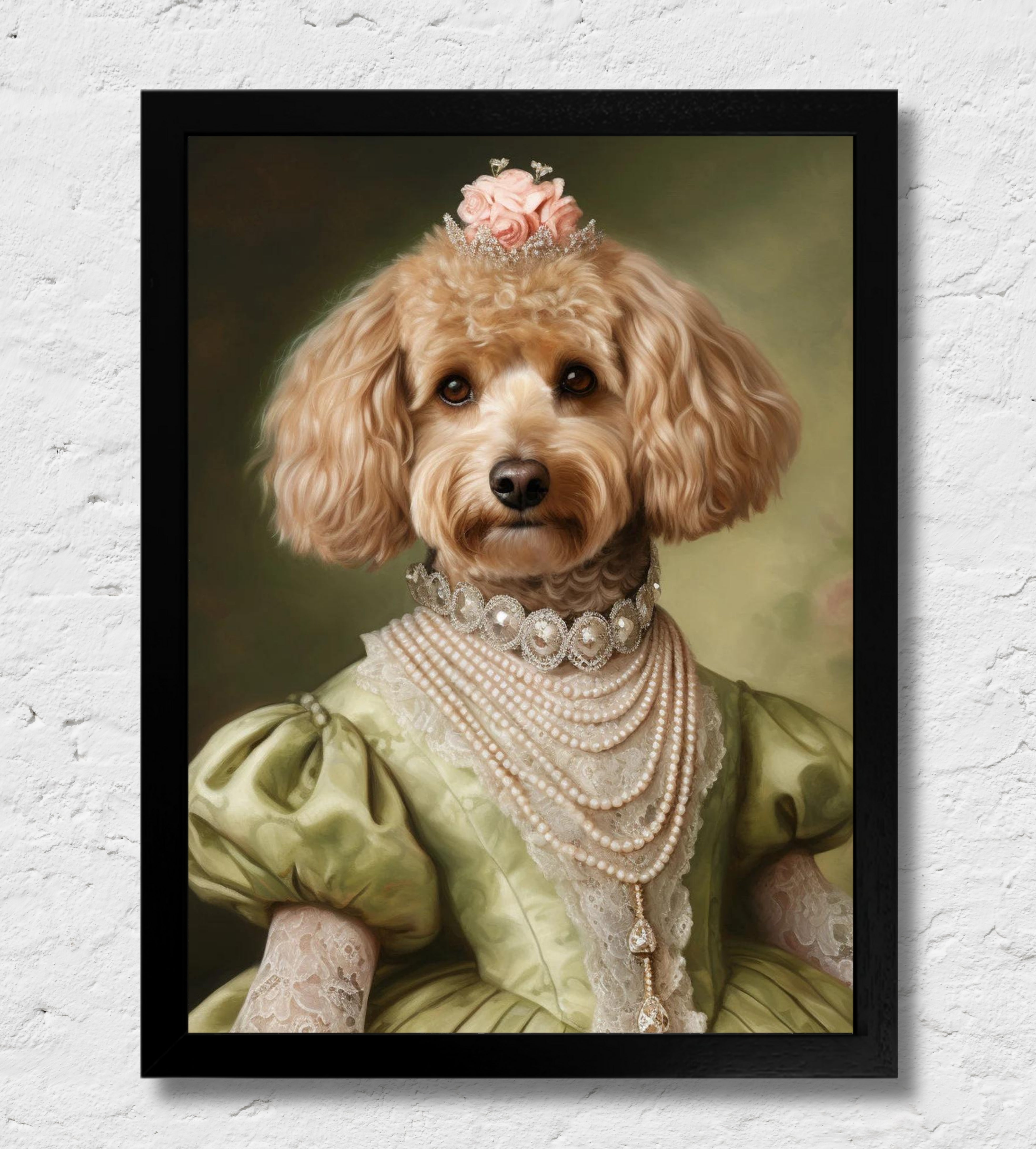 La Regina | Quadro ritratto del tuo animale da compagnia | Regalo perfetto cornice Nera