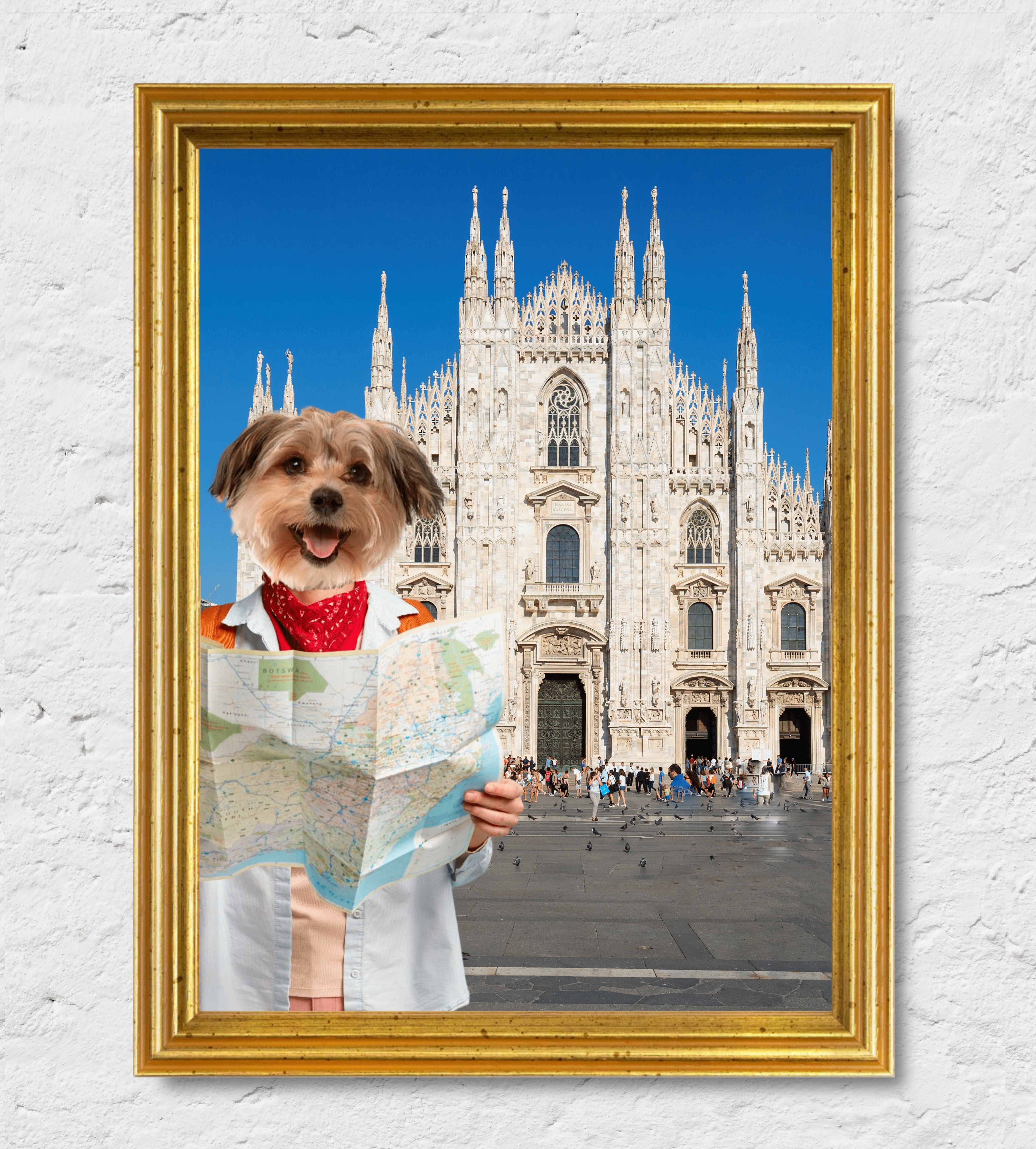 Milano | Quadro ritratto del tuo animale da compagnia | Regalo perfetto cornice Oro