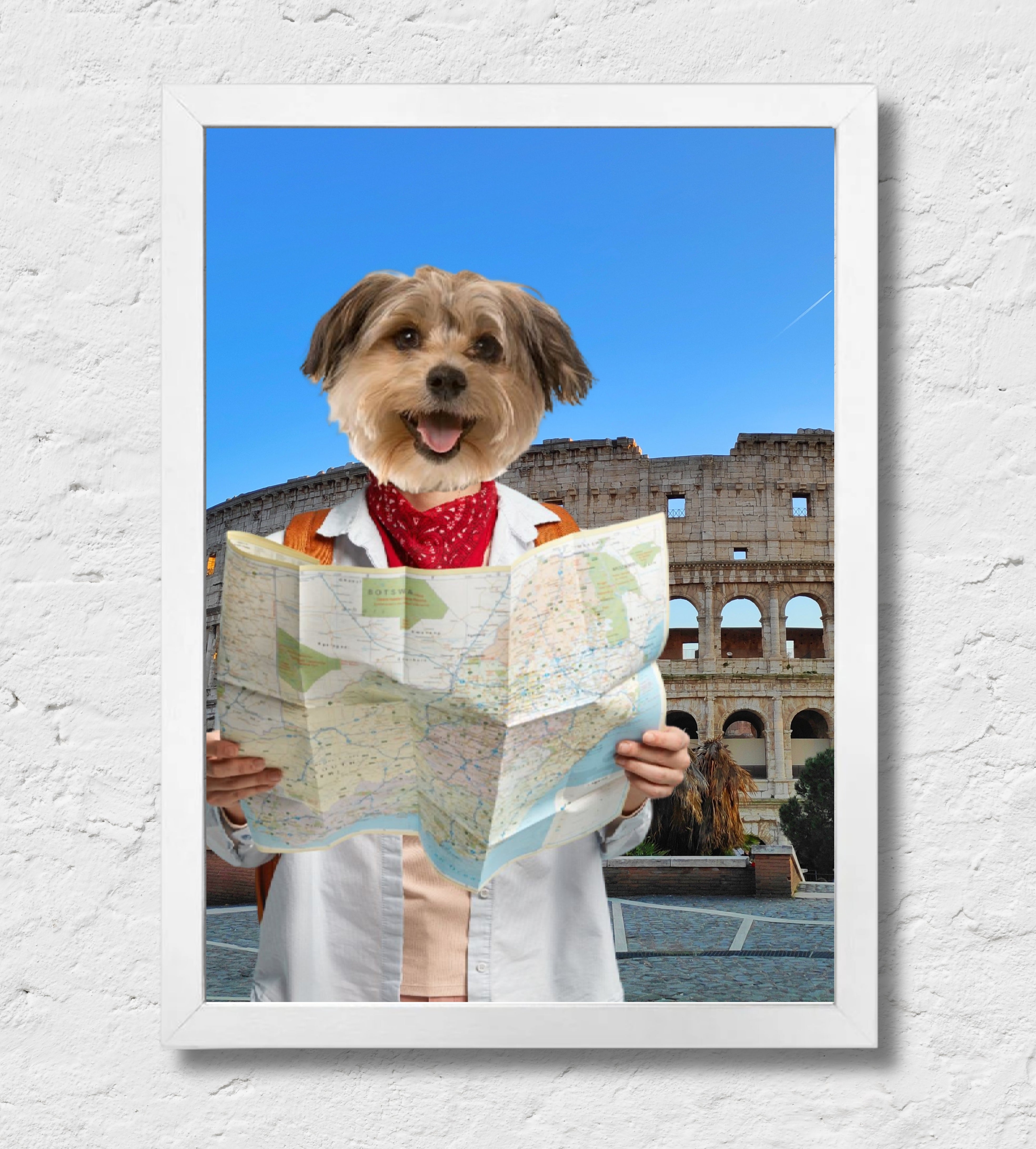 Roma | Quadro ritratto del tuo animale da compagnia | Regalo perfetto cornice Bianca