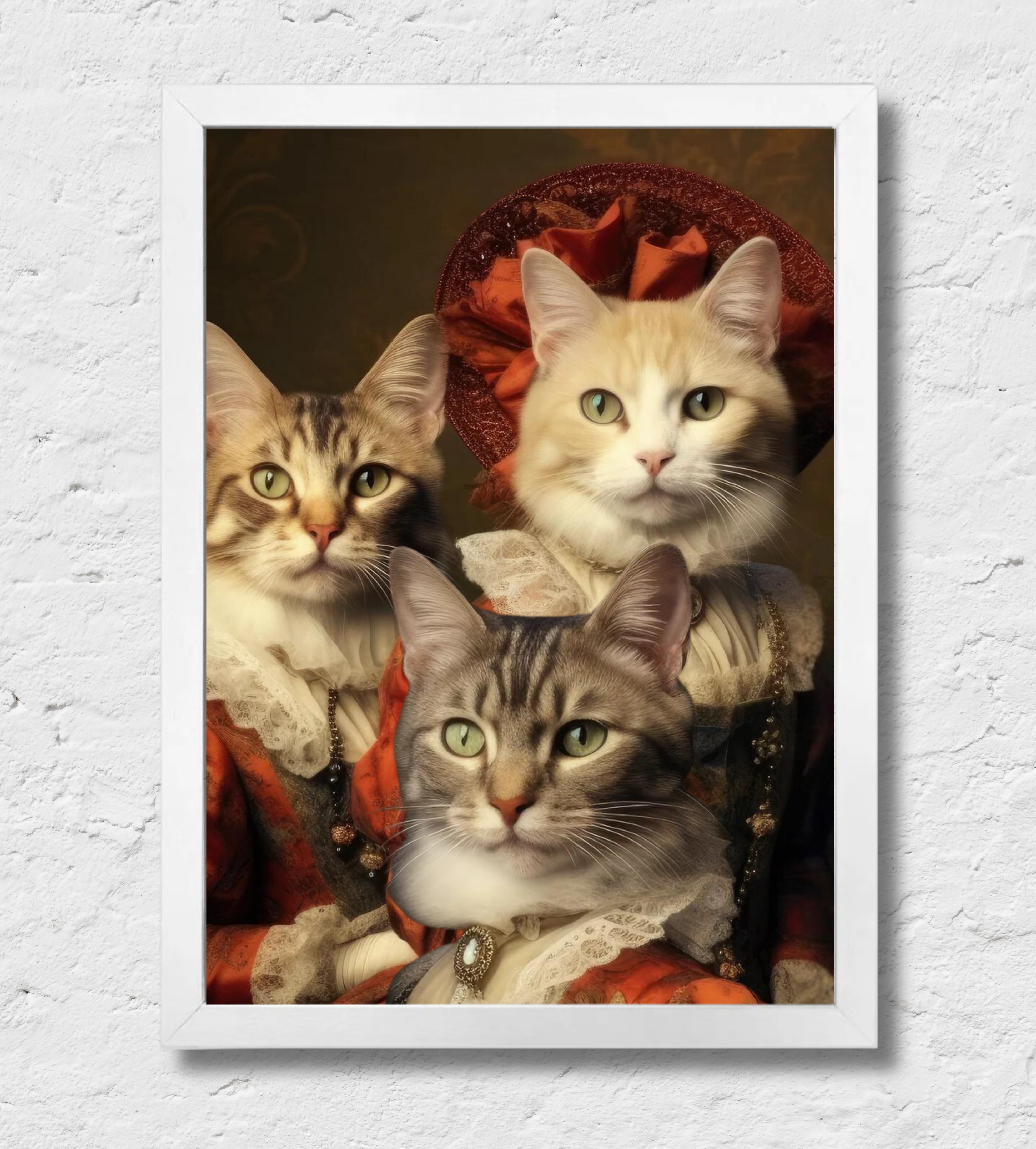 Le Damigelle | Quadro ritratto del tuo animale da compagnia | Regalo perfetto cornice Bianca